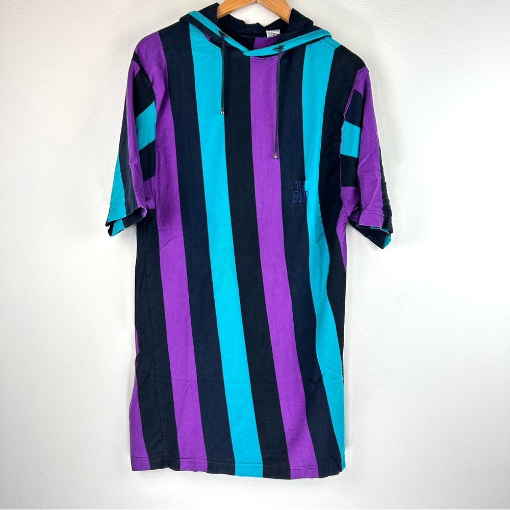 Vtg Umen Men’s Short Sleeve Striped 90s Hoodie Size M